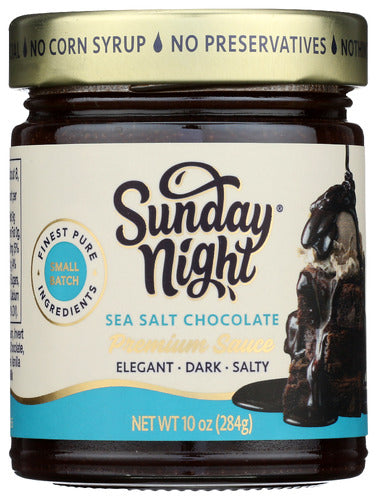 Wholesale Sunday Night Signature Sea Salt Chocolate Ganache Dessert Sauce 10 oz Jar- Bulk