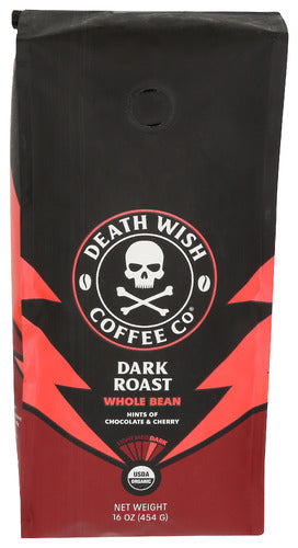 Death Wish Coffee Dark Roast Whole Bean Coffee 16oz 6ct