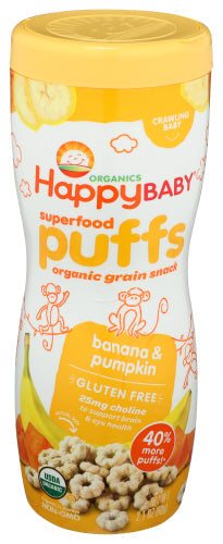 HappyBaby Organic Puffs Banana 2.1 oz