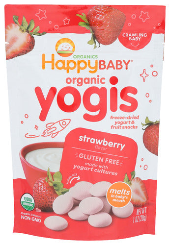 HappyBaby Organic Yogis Superfoods Yogurt and Fruit Snacks Strawberry 1oz