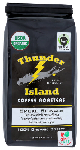 Thunder Island Coffee Roasters  Organic Whole Bean Smoke Signal Coffee Roaster 12oz 6ct