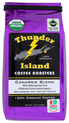 Thunder Island Coffee Roasters Organic Whole Bean Canarsie Coffee Roaster 12oz 6ct