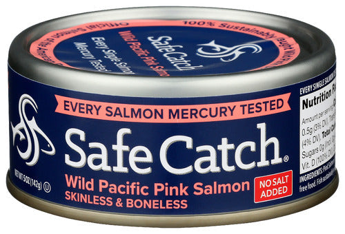 Safecatch Skinless & Boneless Wild Pink Salmon No Salt Added 5oz 6ct