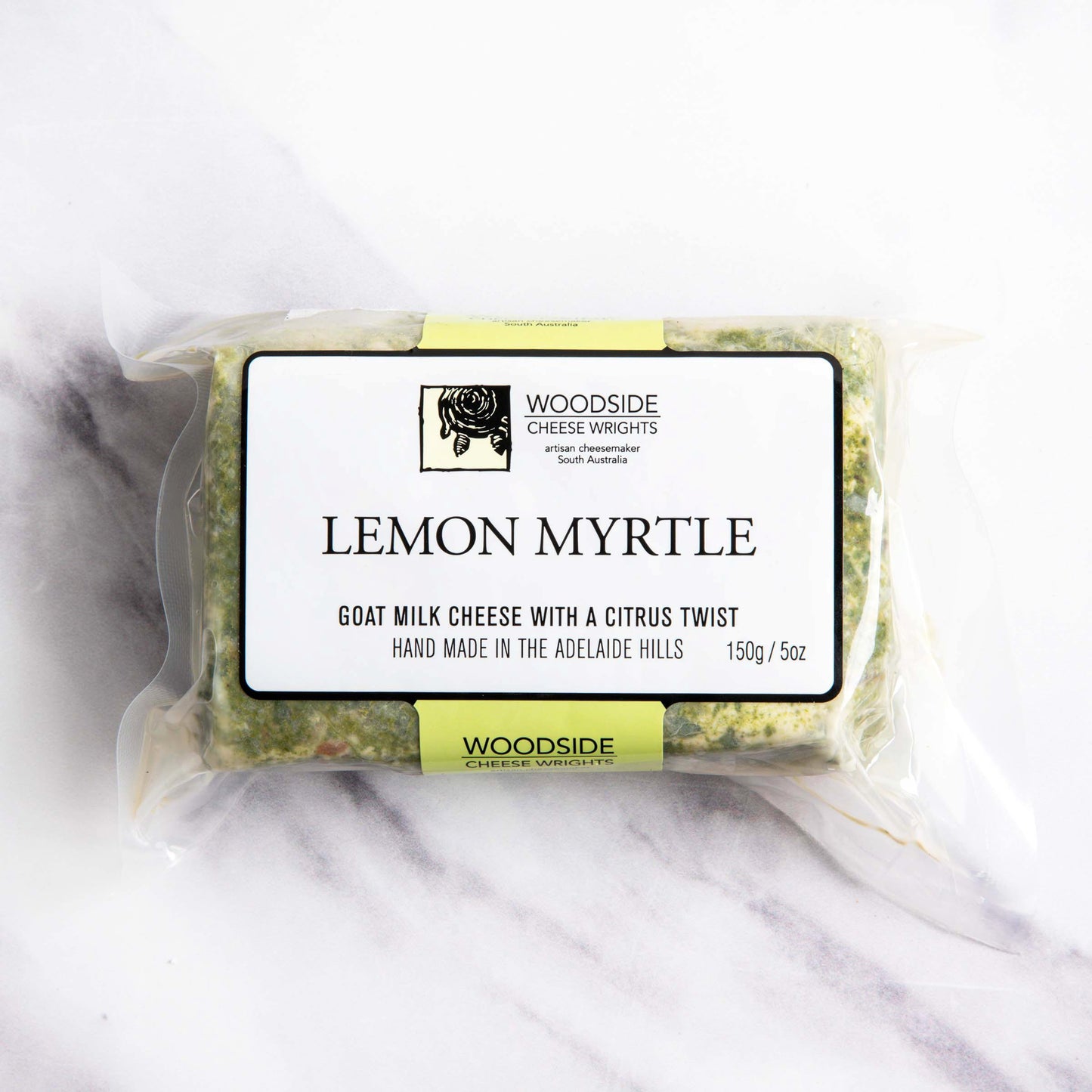 Wholesale Woodside Goat Lemon Myrtle Cheese 150G- Bulk