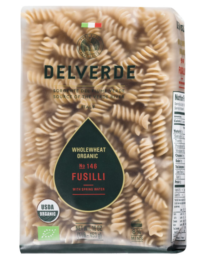 Wholesale Delverde Organic Whole Wheat Fussili Pasta 1 LB-6ct Case Bulk