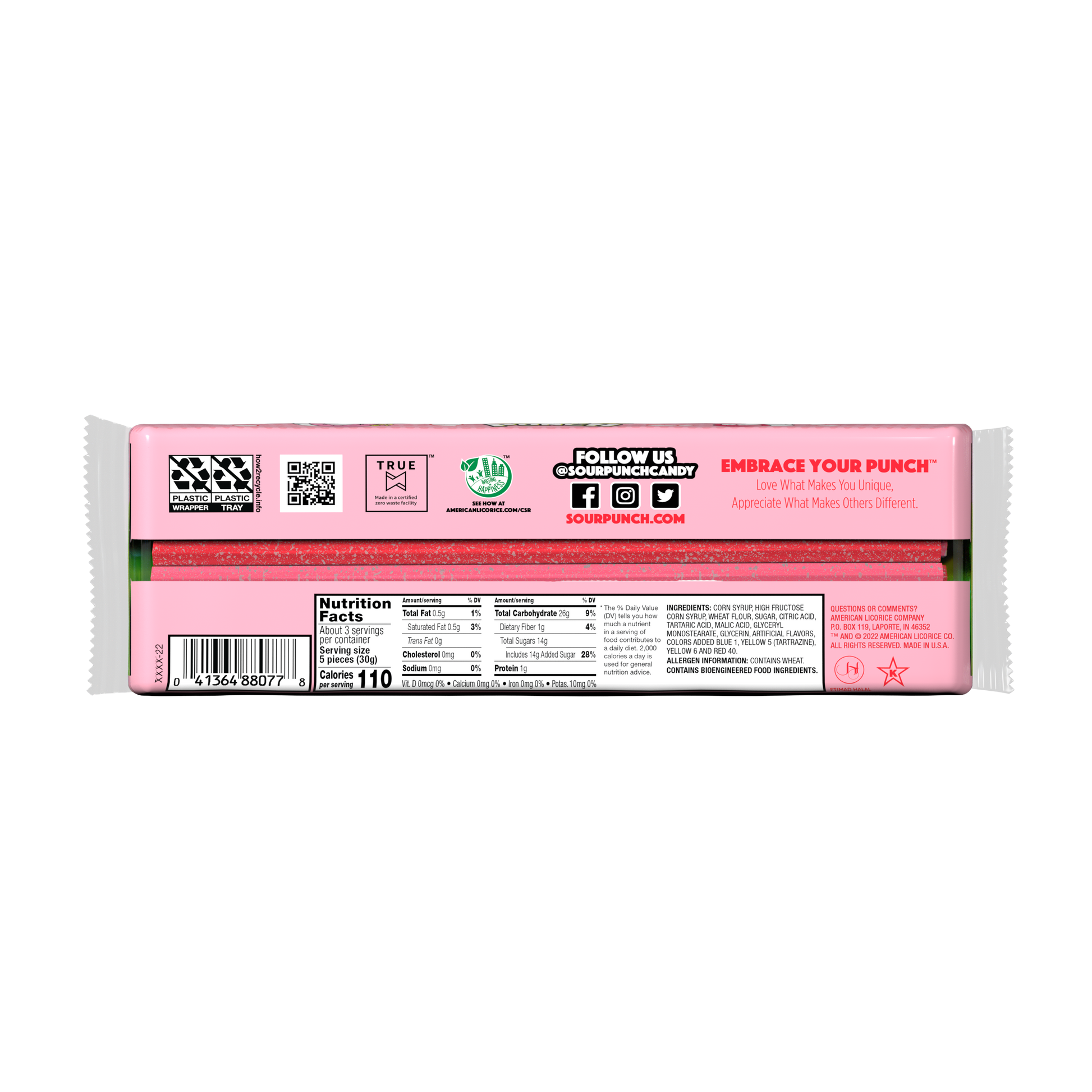 Wholesale Sour Punch Cupid Straws 3.2oz Trays- Bulk