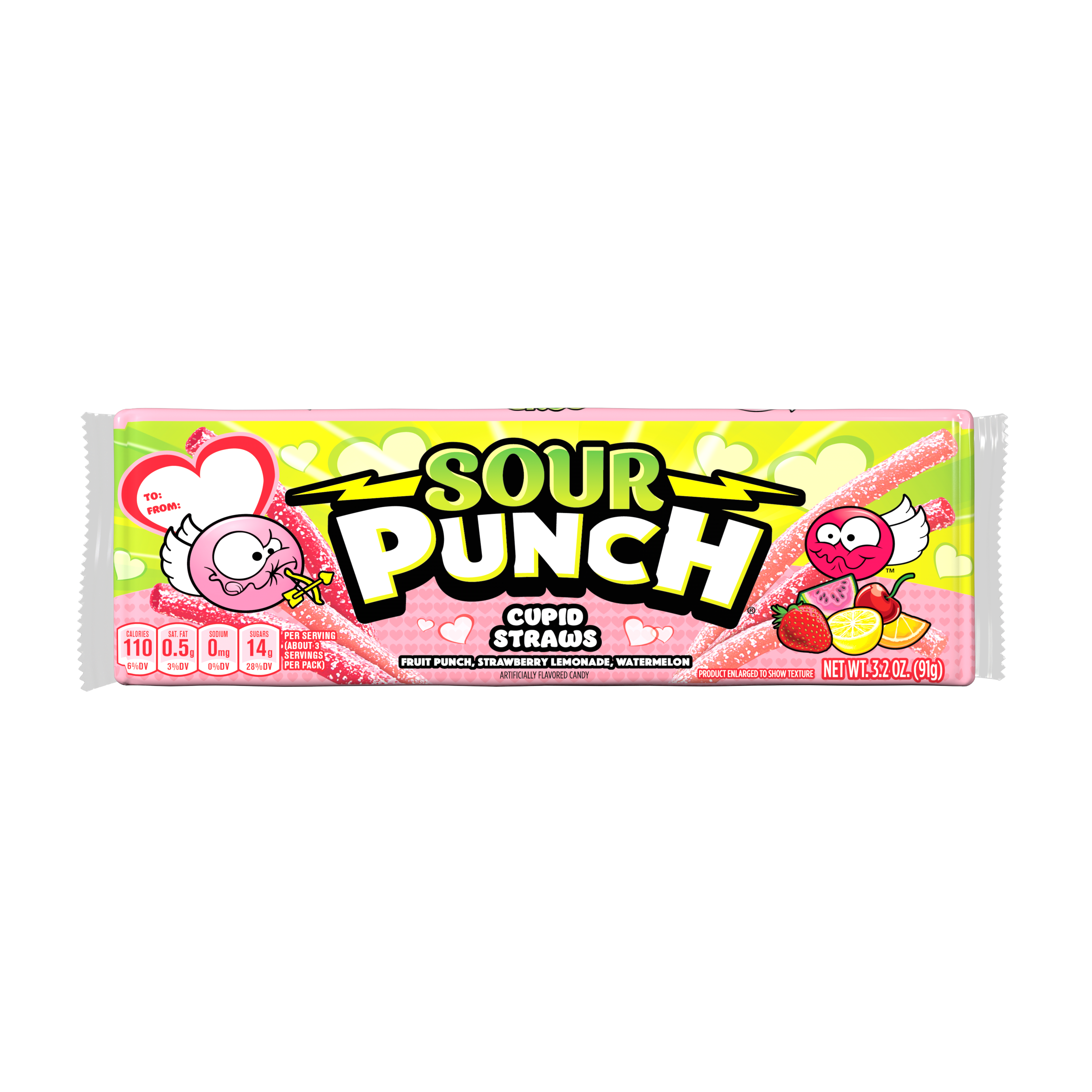 Sour Punch Cupid Straws 3.2oz Trays