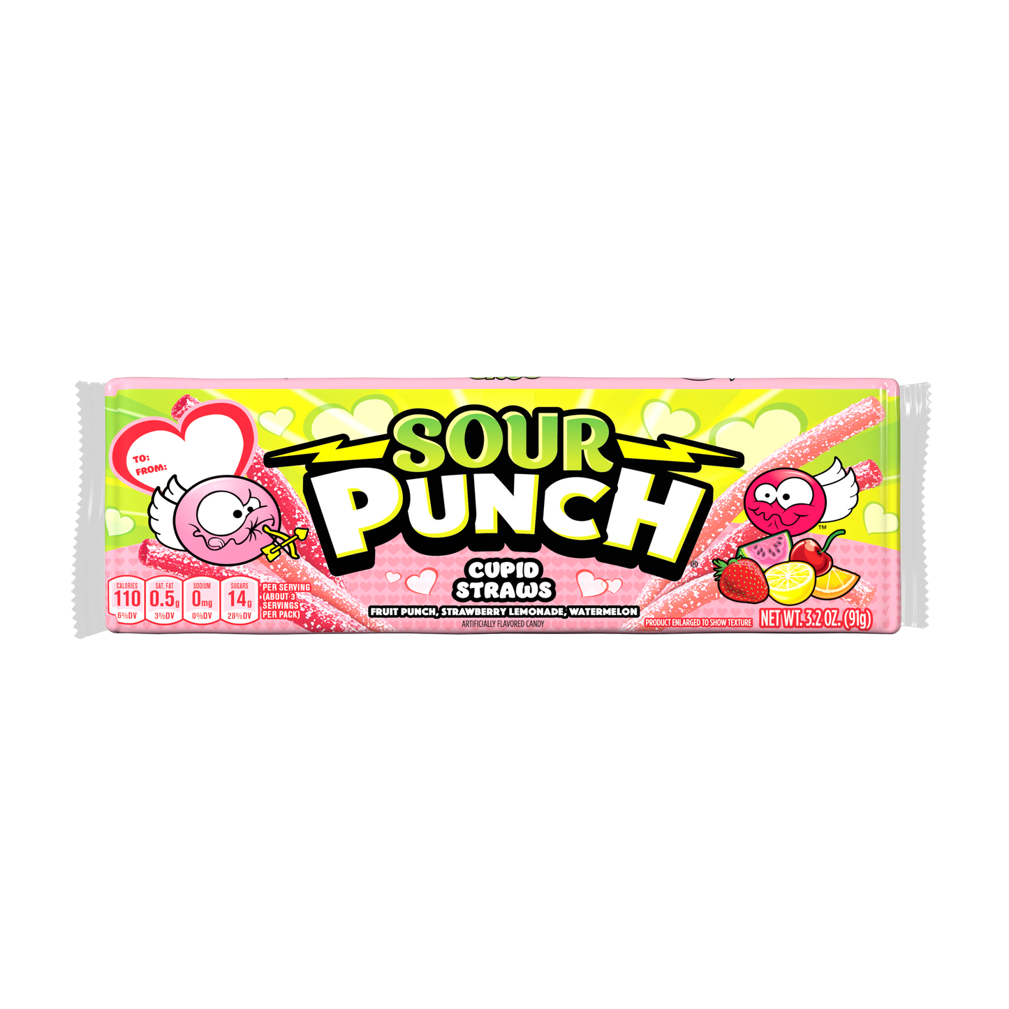 Wholesale Sour Punch Cupid Straws 3.2oz Trays- Bulk