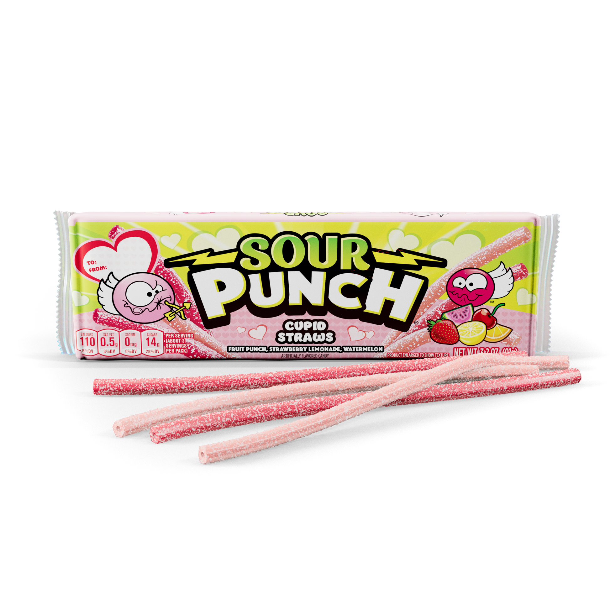 Wholesale Sour Punch Cupid Straws 3.2oz Trays- Bulk