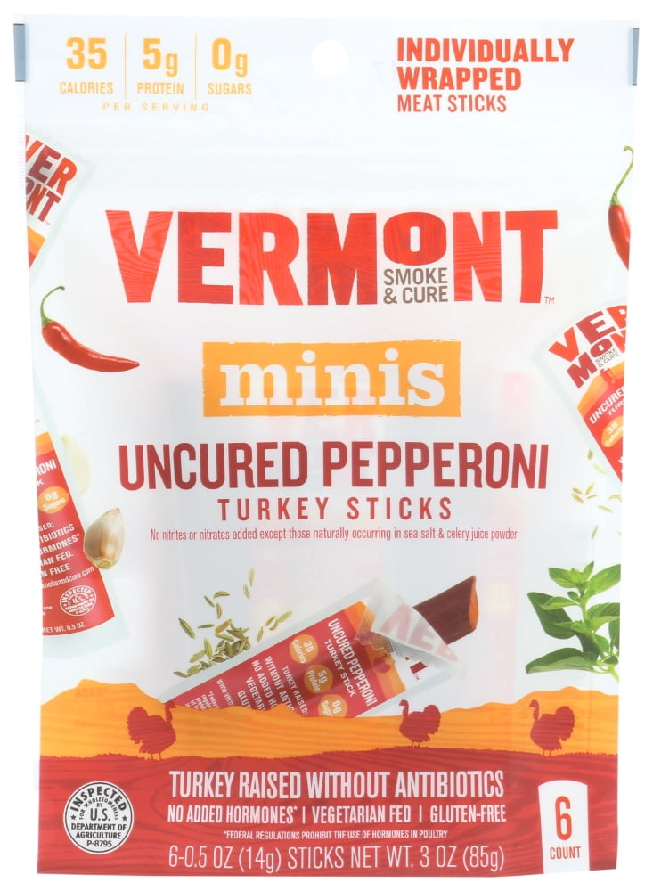 Vermont Smoke Minis Turkey Sticks Uncured Pepperoni 3 Oz