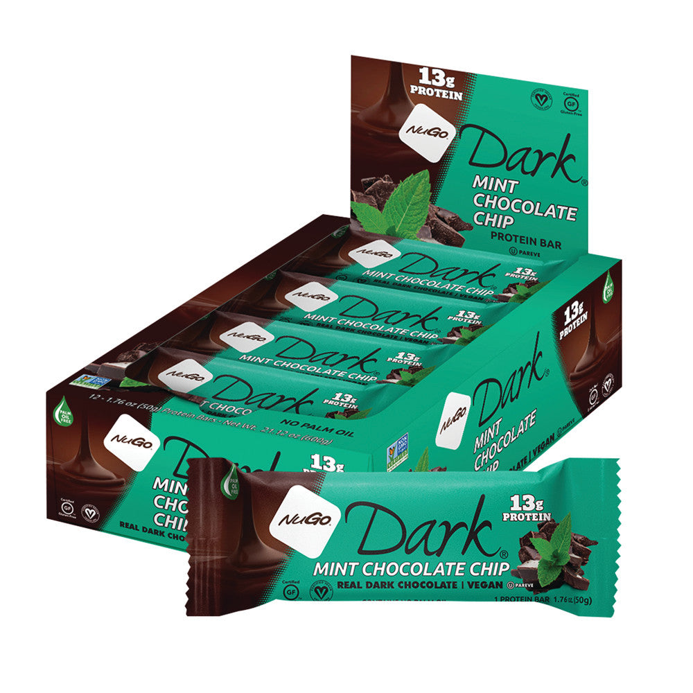 Wholesale Nugo Dark Chocolate Mint Chocolate Chip Protein Bar 1.76 Oz- Bulk