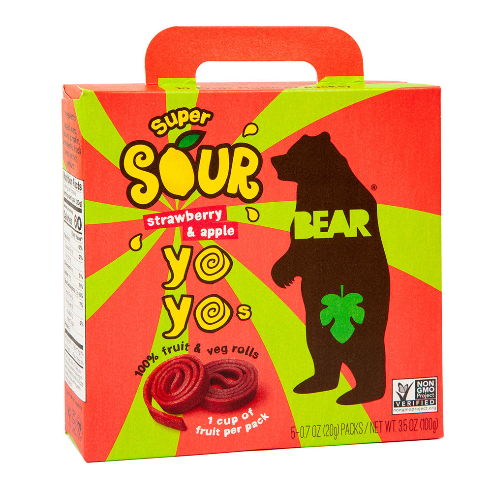 Wholesale Bear Real Fruit Yoyos Super Sour Strawberry 3.5 Oz Box-6ct Case Bulk