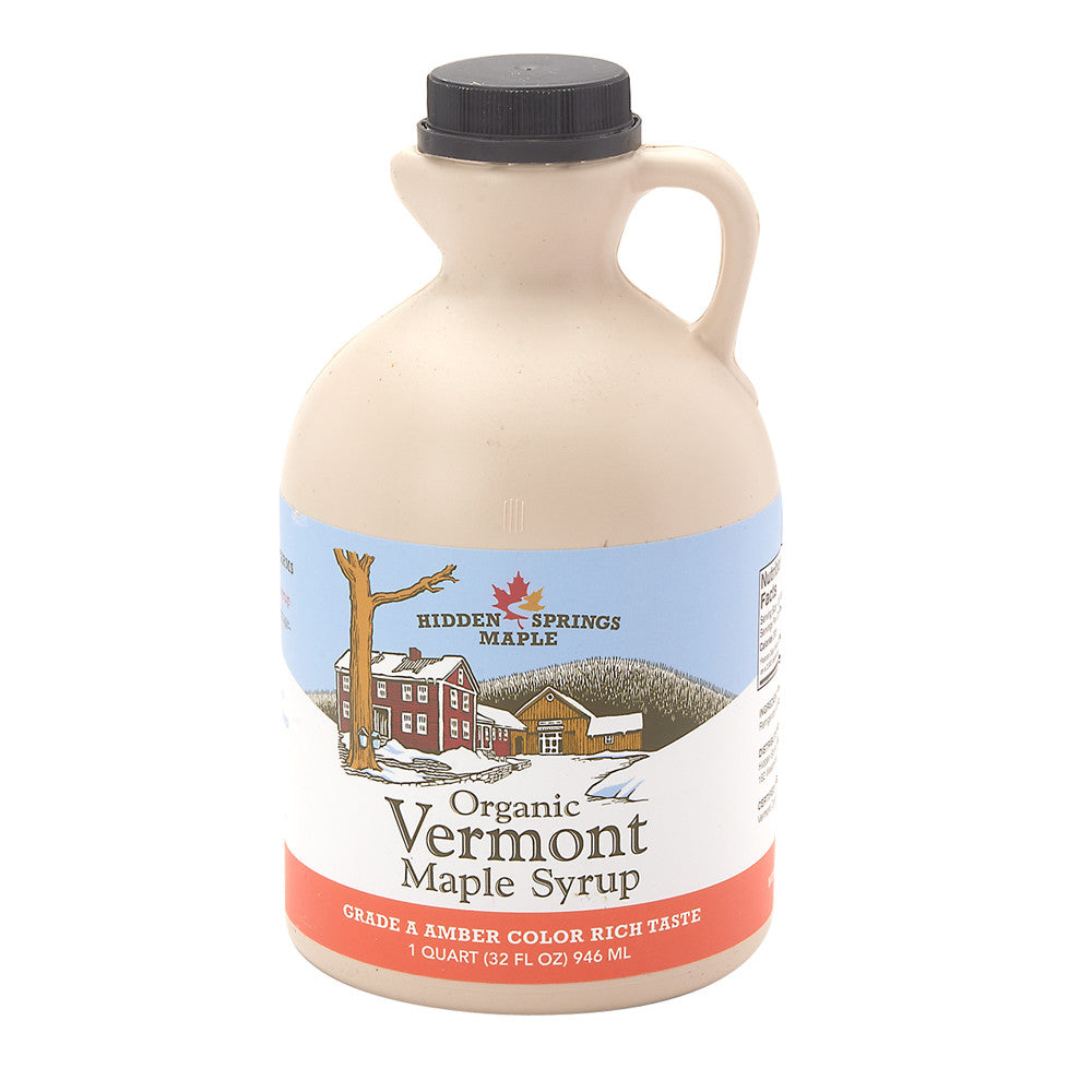 Wholesale Hidden Springs Organic Rich Taste Vermont Maple Syrup 32 Oz Plastic Jug-6ct Case Bulk