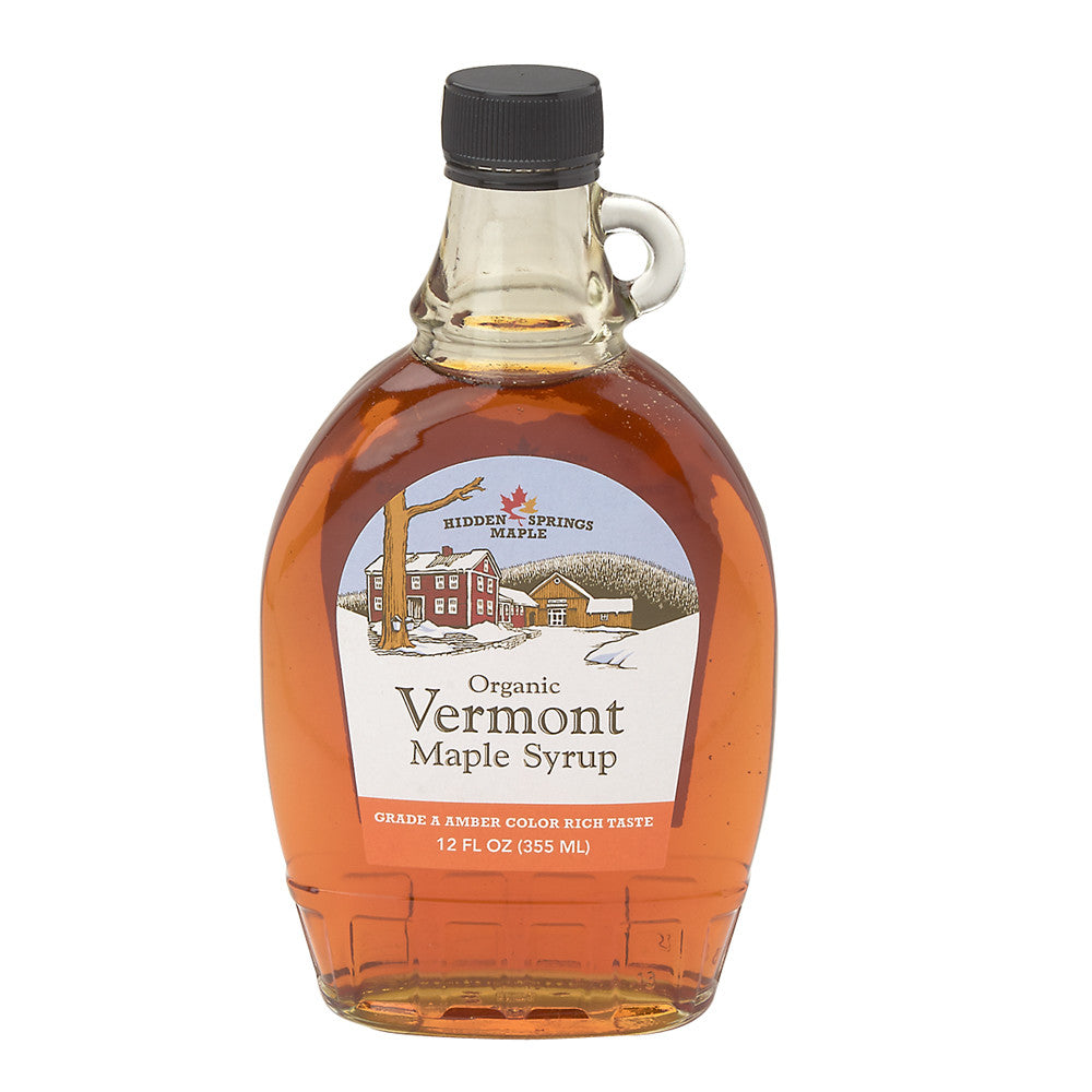 Wholesale Hidden Springs Organic Rich Taste Vermont Maple Syrup 12 Oz Glass Jug- Bulk