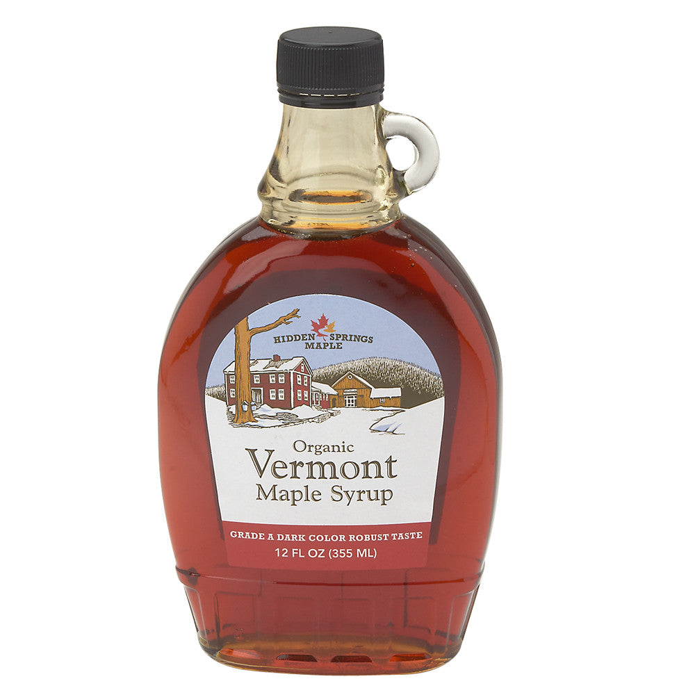 Wholesale Hidden Springs Organic Robust Taste Vermont Maple Syrup 12 Oz Glass Jug- Bulk