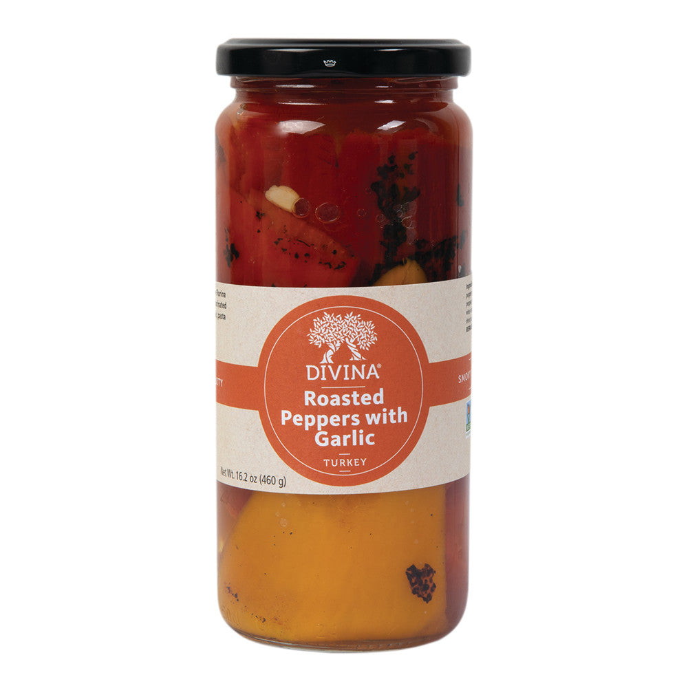 Divina Roasted Red & Yellow Peppers With Garlic 13 Oz Jar