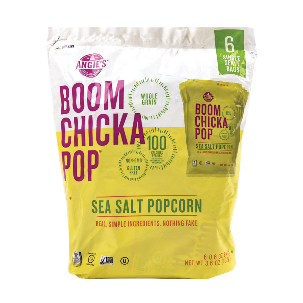 Wholesale Angie'S Boomchickapop Sea Salt Popcorn Snack Pack 6 Oz Pouch-4ct Case Bulk