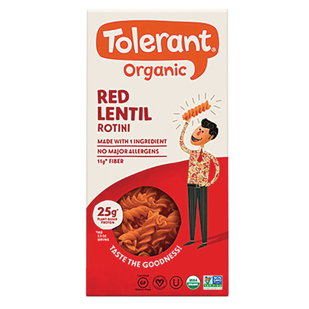 Tolerant Organic Red Lentil Rotini 8 Oz Box