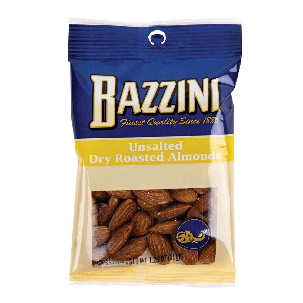 Wholesale Bazzini No Salt Dry Roast Almonds 1.5 Oz Peg Bag-12ct Case Bulk