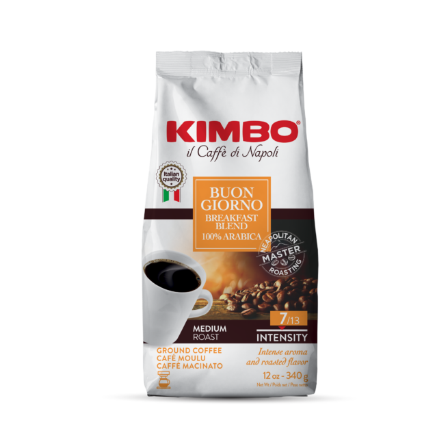 Wholesale Kimbo Buongiorno Breakfast Blend – Ground Coffee 12 oz- Bulk