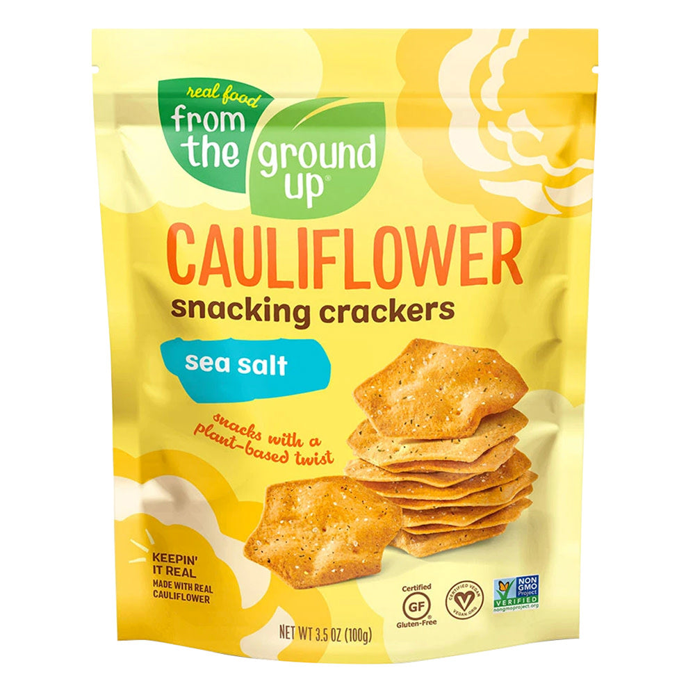 Wholesale From The Ground Up Cauliflower Sea Salt Snacking Crackers 3.5 Oz Pouch-6ct Case Bulk