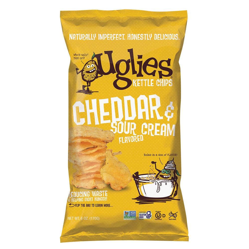 Wholesale Uglies Cheddar & Sour Cream Kettle Potato Chips 6 Oz Bag-12ct Case Bulk