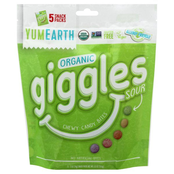 Yummy earth Candy Bag Giggles Sour 5 Oz