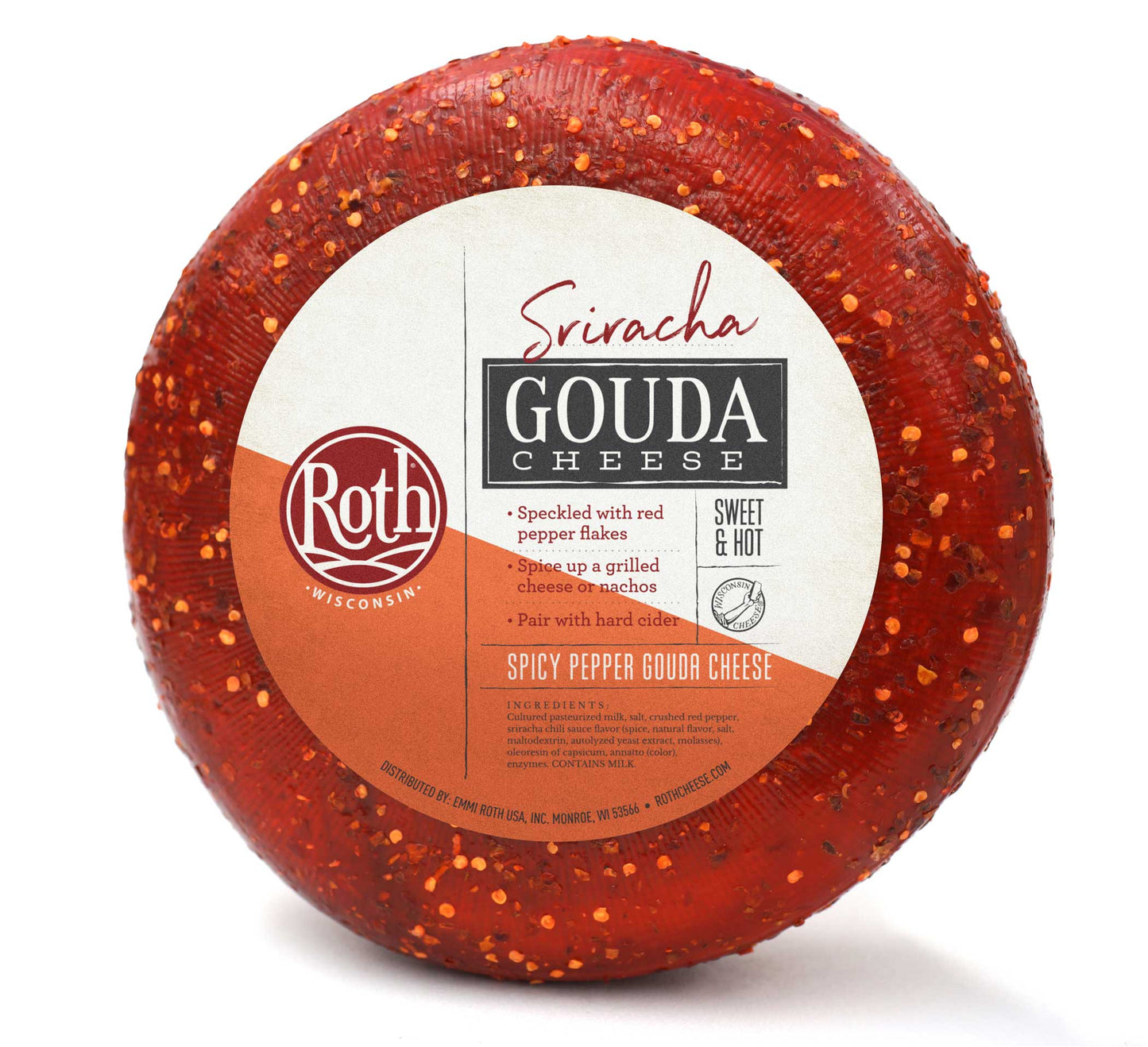 Wholesale Sriracha Gouda Wheel Cheese 10 lb- Bulk