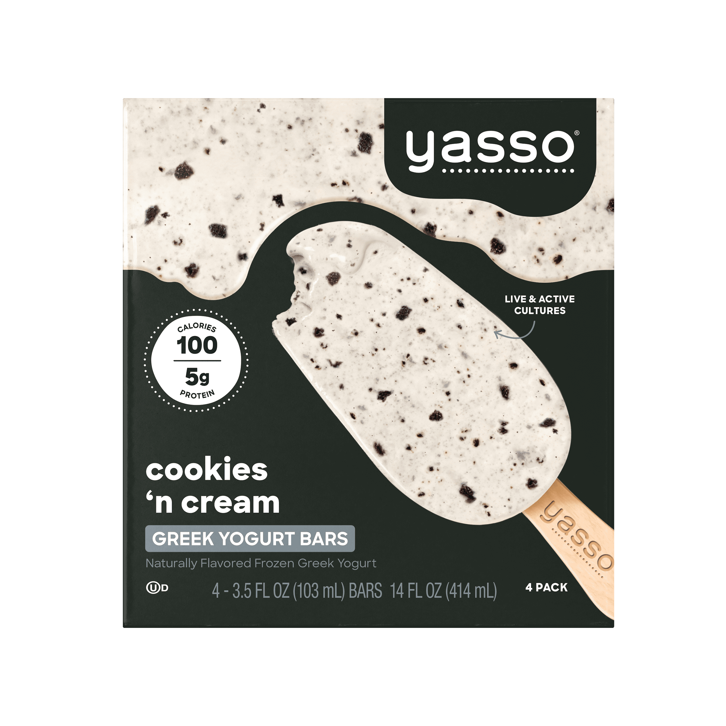 Yasso Greek Yogurt Cookies 'n Cream Bars 14 Oz