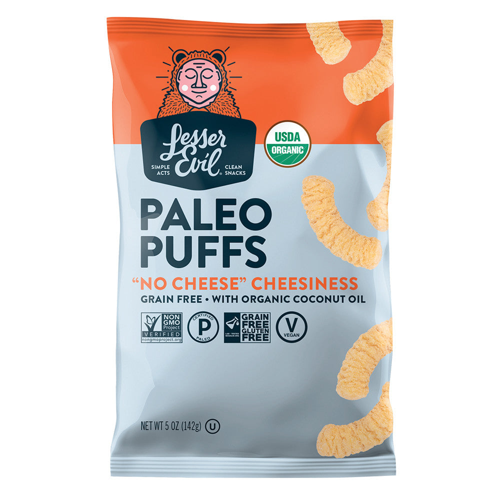 Wholesale Lesser Evil No Cheese Cheesiness Paleo Puffs 5 Oz Pouch-9ct Case Bulk