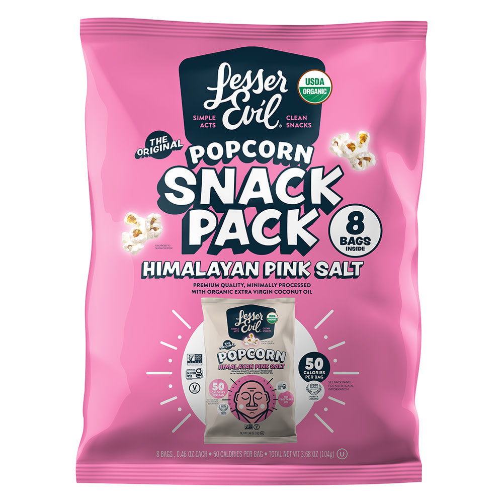 Wholesale Lesser Evil Organic Popcorn Snack Pack 8 Ct 0.46 Oz Bag-12ct Case Bulk