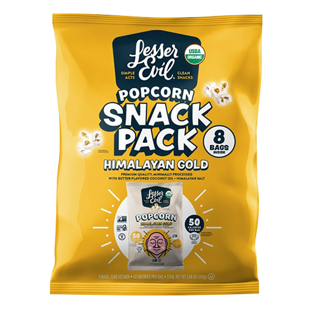 Wholesale Lesser Evil Popcorn Himalayan Gold Snack Pack 0.46 Oz 8 Count Bag- Bulk