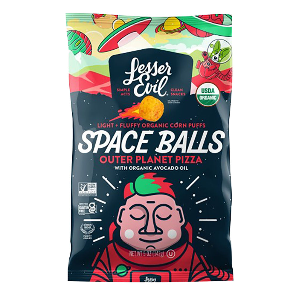 Wholesale Lesser Evil Space Balls Outer Planet Pizza 5 Oz Bag-6ct Case Bulk