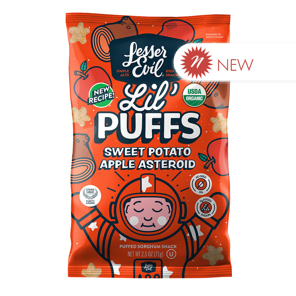 Wholesale Lesser Evil - Lil Puffs Sweet Potato Apple - 2.5Oz- Bulk