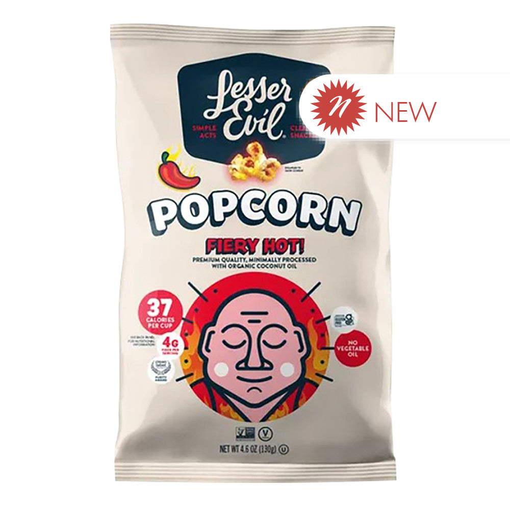 Wholesale Lesser Evil Fiery Hot Organic Popcorn 4.6 Oz Bag- Bulk