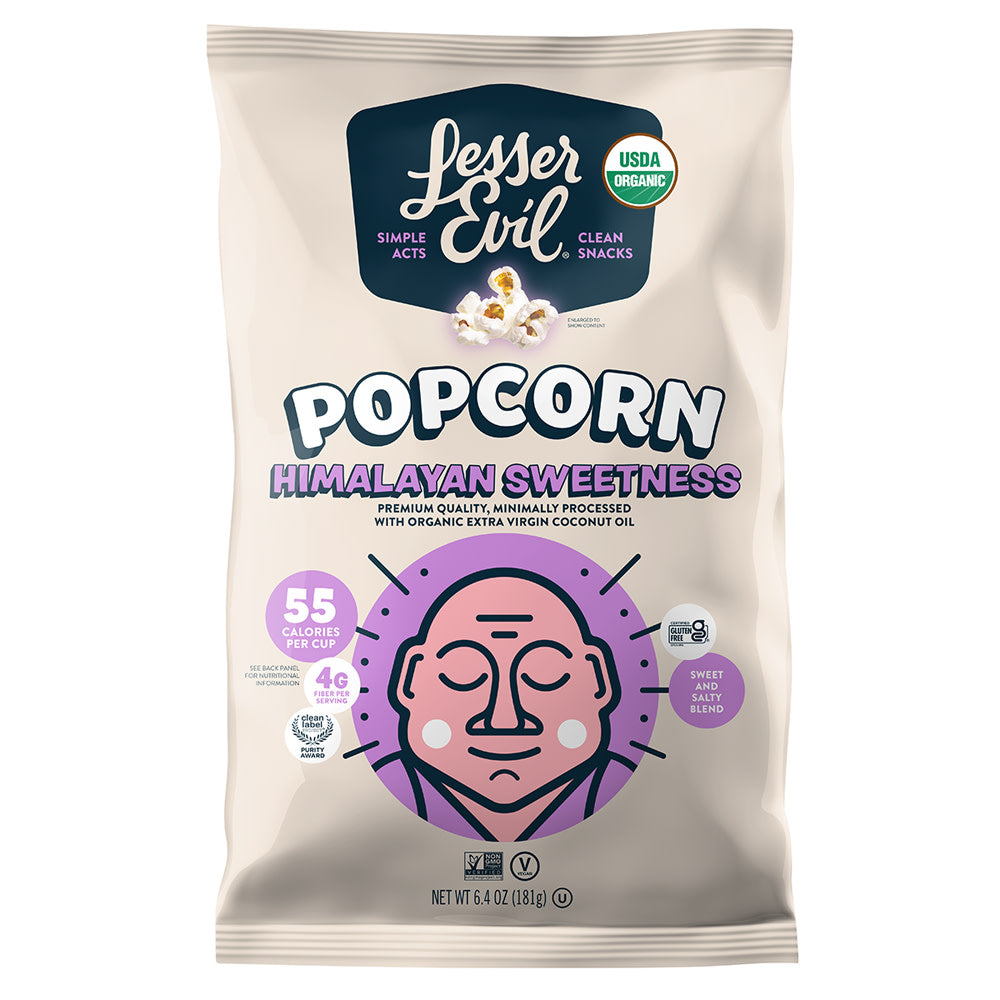 Wholesale Lesser Evil Organic Himalayan Sweetness Popcorn 6.4 Oz Bag-12ct Case Bulk