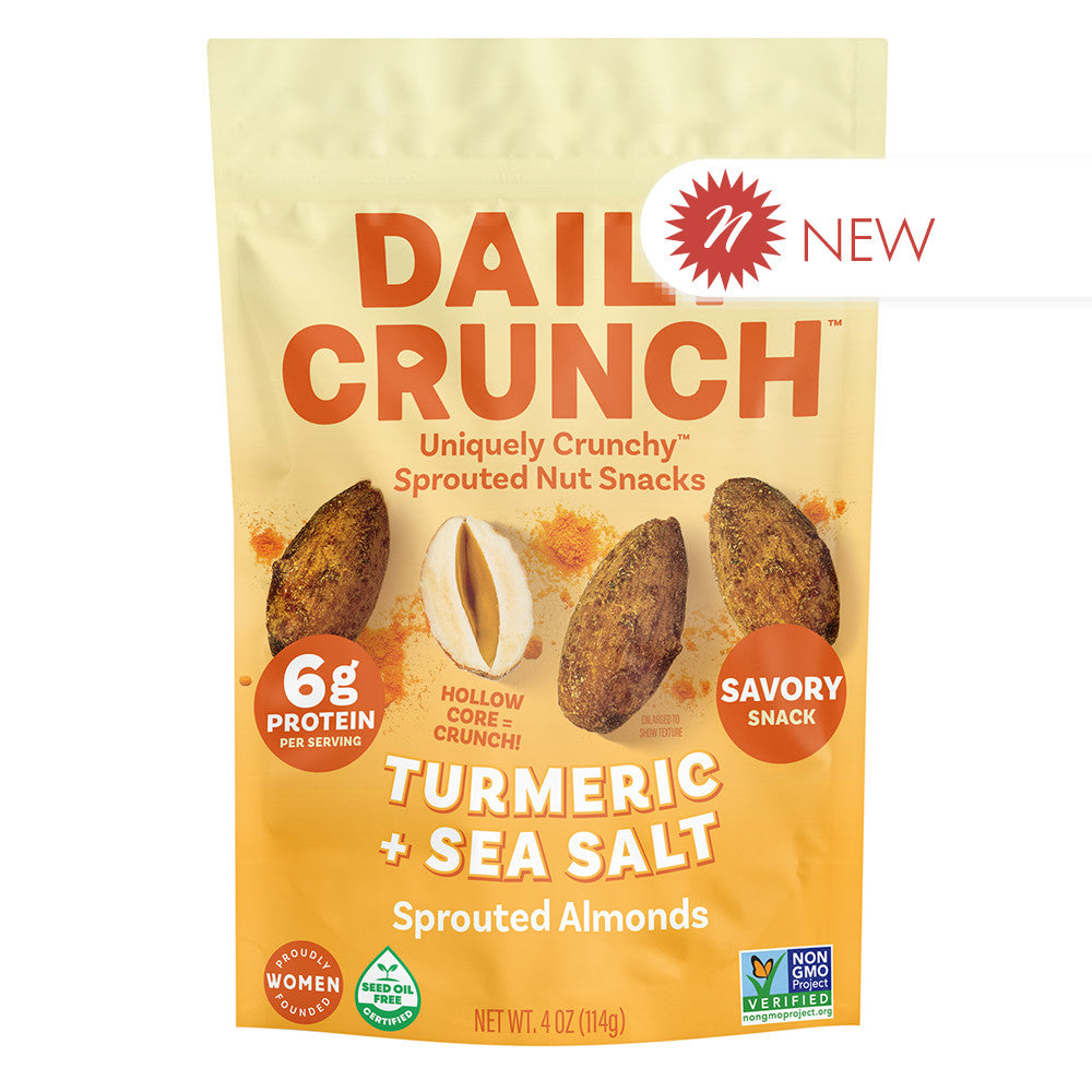 Wholesale Daily Crunch - Tumeric Sslt Sprouted Almonds - 4Oz- Bulk