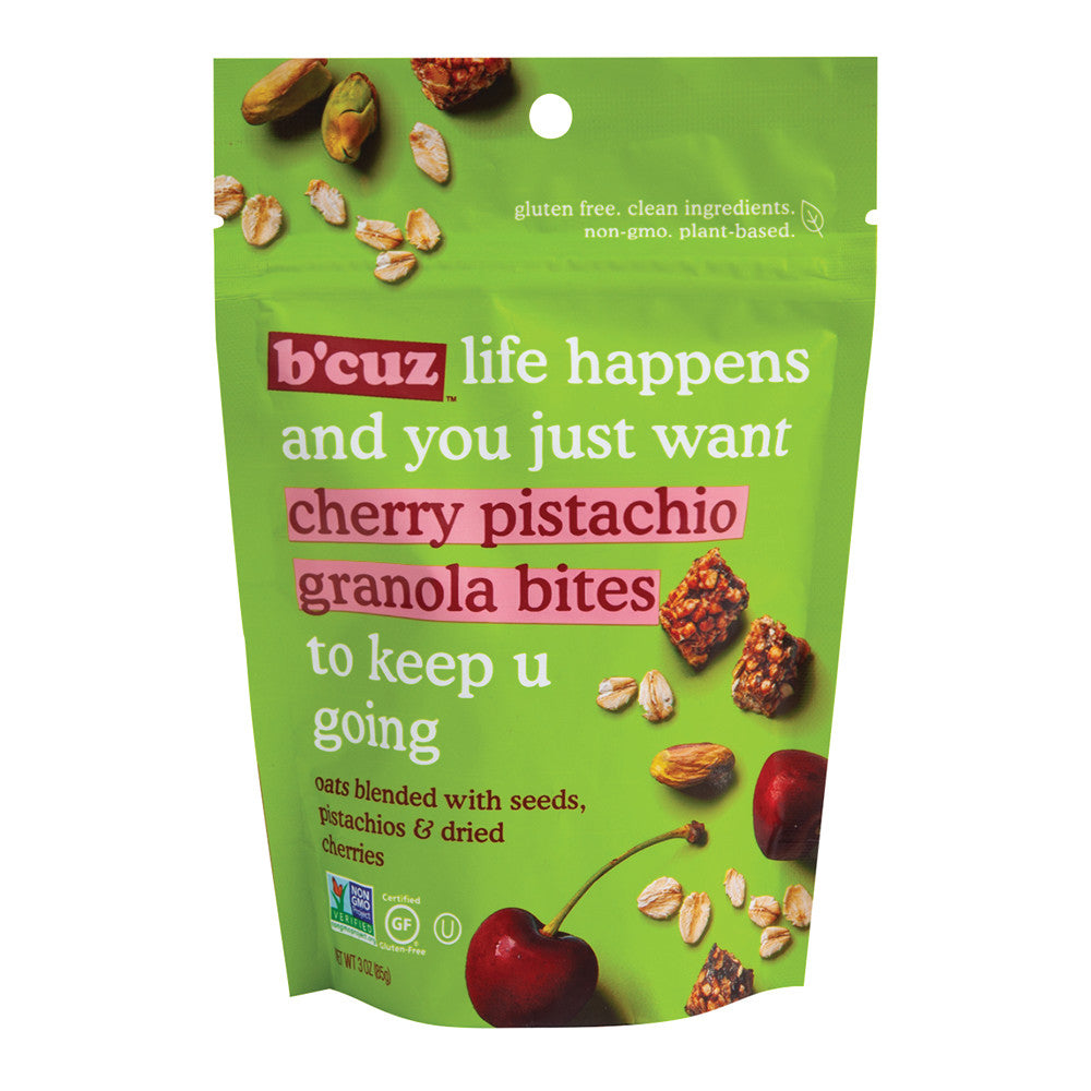 B'Cuz Cherry Pistachio Granola Bites 3 Oz Pouch