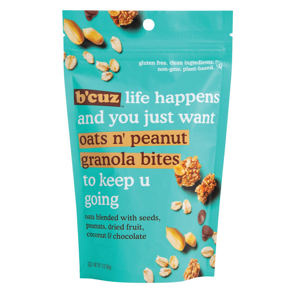 Wholesale B'Cuz Oats N' Peanut Granola Bites 3 Oz Pouch- Bulk