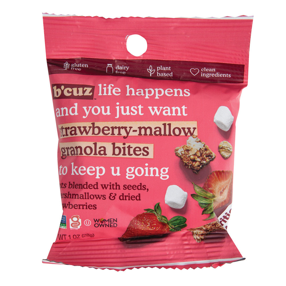 Wholesale B'Cuz Strawberry-Mallow Granola Bites 1 Oz Peg Bag-24ct Case Bulk