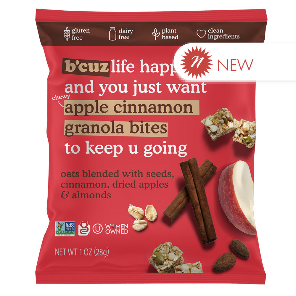 Wholesale B'Cuz Apple Cinnamon Granola Bites 1 Oz Pouch-24ct Case Bulk