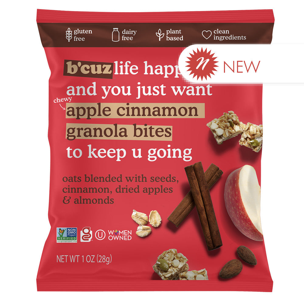 Wholesale B'Cuz Apple Cinnamon Granola Bites 1 Oz Pouch- Bulk