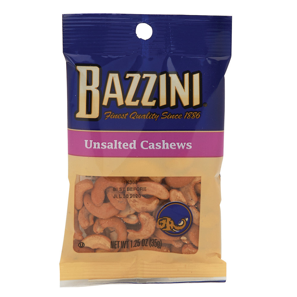 Wholesale Bazzini Unsalted Cashews 1.5 Oz Peg Bag- Bulk