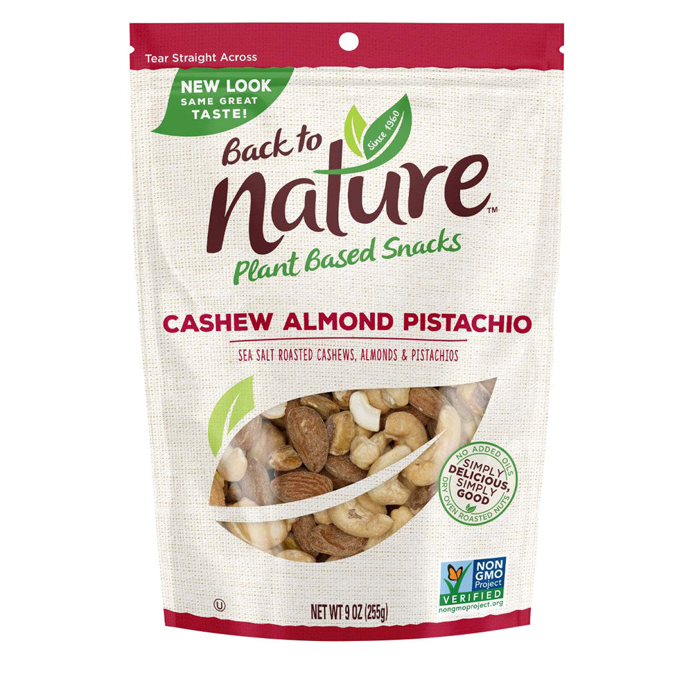 Wholesale Back To Nature Cashew Almond Pistachio Nut Blend 9 Oz Pouch-9ct Case Bulk