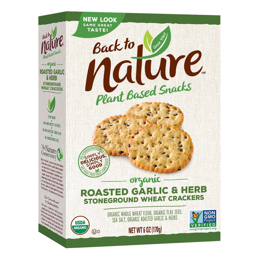 Back To Nature Roasted Garlic And Herb Crackers 8 Oz Box