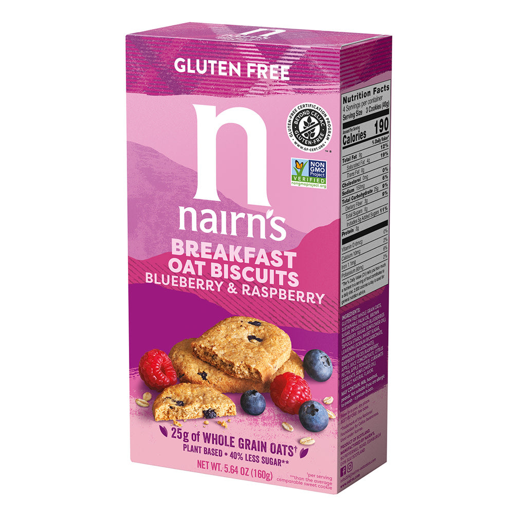 Wholesale Nairn'S Gluten Free Blueberry & Raspberry Breakfast Biscuit 5.64 Oz Box-6ct Case Bulk