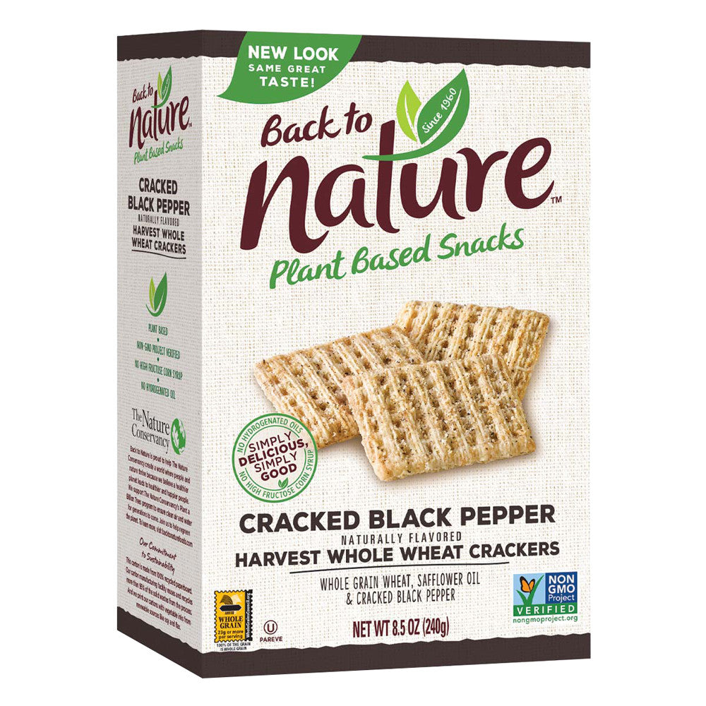 Wholesale Back To Nature Cracked Black Pepper Whole Wheat Crackers 8.5 Oz Box-12ct Case Bulk