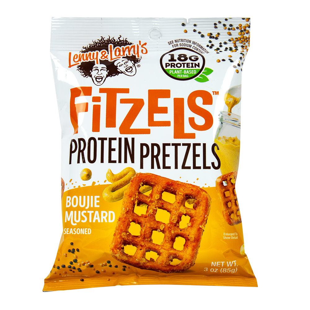 Wholesale Lenny & Larry'S Boujie Mustard Fitzels Protein Pretzels 3 Oz Bag- Bulk
