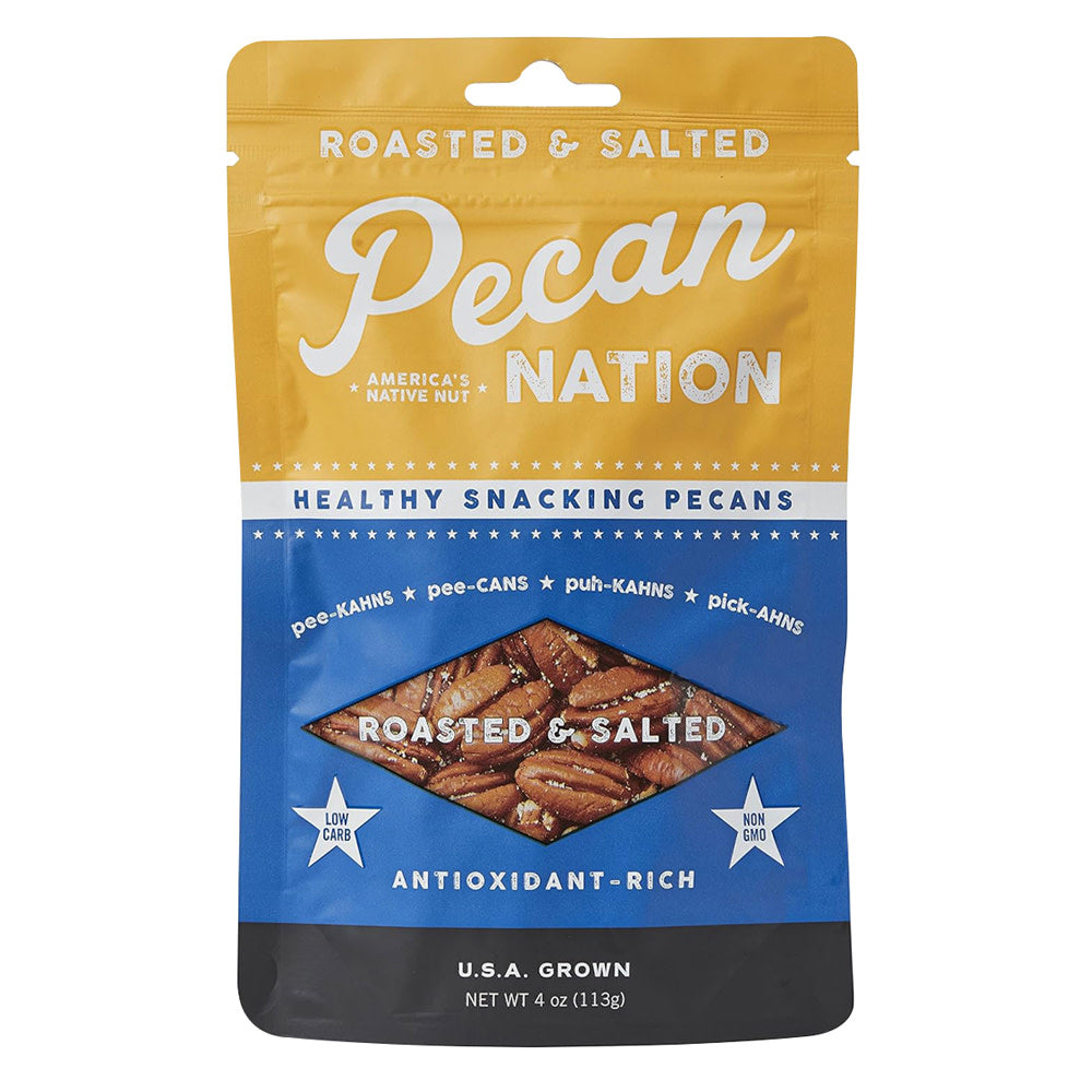 Wholesale Pecan Nation - Roasted Salt Pecans Pouch - 4Oz-8ct Case Bulk