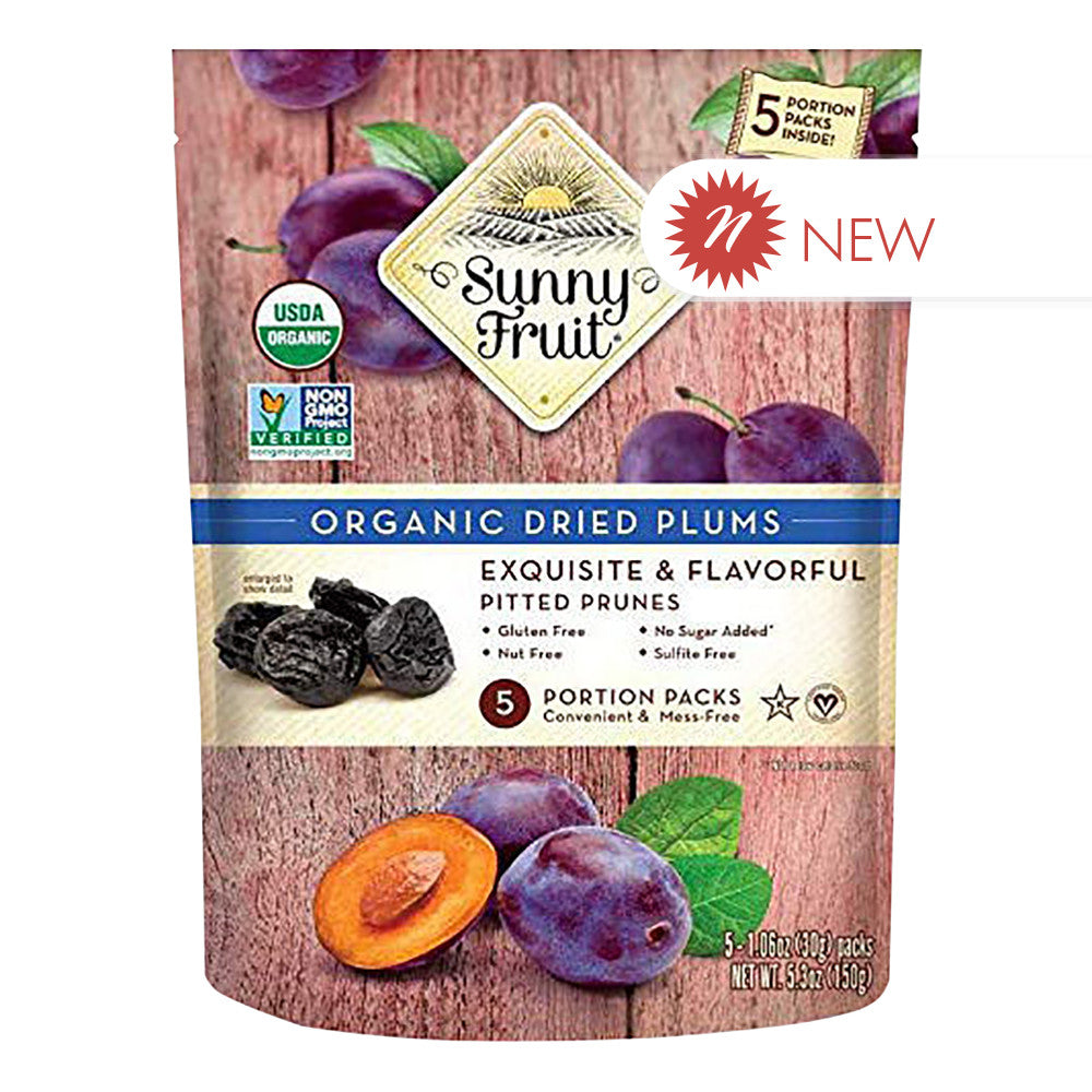 Sunny Fruit Organic Dried Plums 5 Ct 5.3 Oz Bag